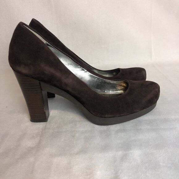 CALVIN KLEIN Womens Fairley Brown Suede Platform Heels Size 8 M.              SC - Picture 4 of 8